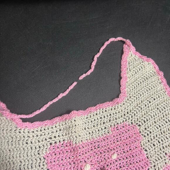 Handmade Crochet Pink Ribbon Awareness Baby Bib Hope Breast Cancer - Picture 4 of 6